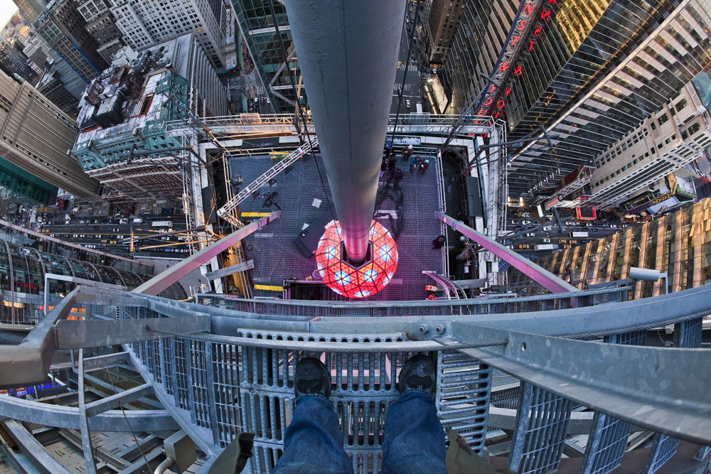 Times Square Ball before New Year's in New York City.